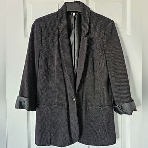 3/4 sleeve stretchy Tiny Polkadot lined blazer Reitmans Size 7/8